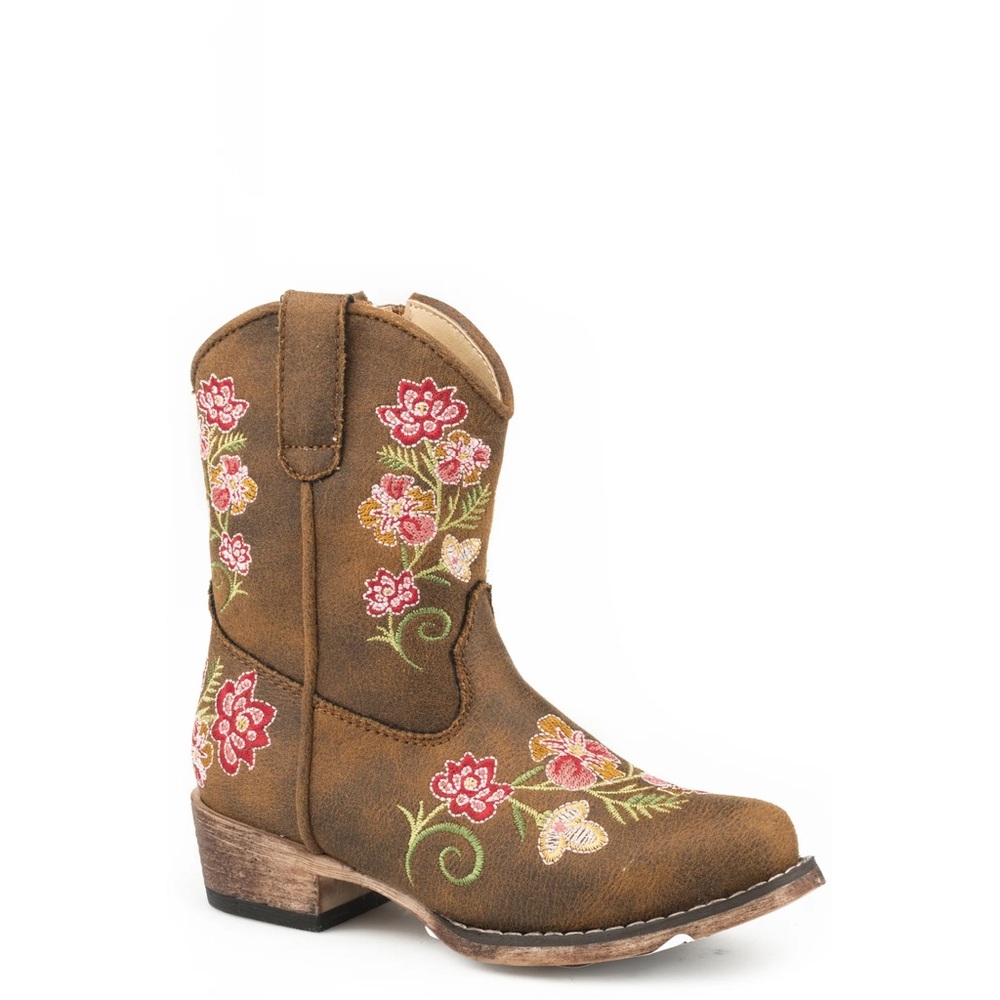 Roper Embroidered Floral Kids Cowboy Boots 9